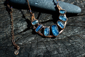 Rose-Cut Kyanite Electroformed Copper Necklace