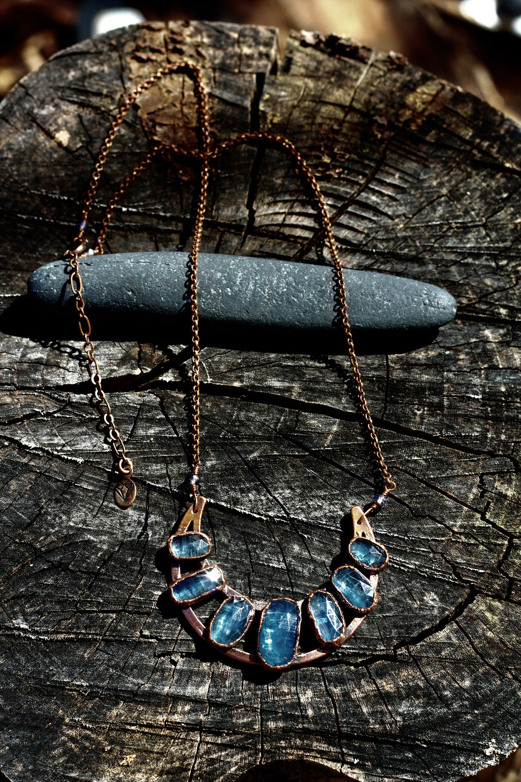 Rose-Cut Kyanite Electroformed Copper Necklace