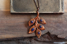 Electroformed Copper Leaf Pendant with Lapis Lazuli – Nature-Inspired Jewelry