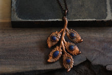 Electroformed Copper Leaf Pendant with Lapis Lazuli – Nature-Inspired Jewelry