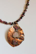 Watermelon Tourmaline Electroformed Copper Pendant Necklace – Raw Gemstone Jewelry