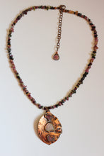 Watermelon Tourmaline Electroformed Copper Pendant Necklace – Raw Gemstone Jewelry
