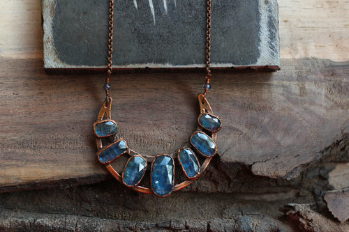 Rose-Cut Kyanite Electroformed Copper Necklace