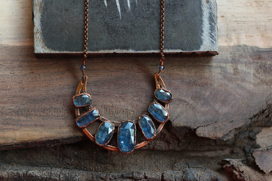 Rose-Cut Kyanite Electroformed Copper Necklace